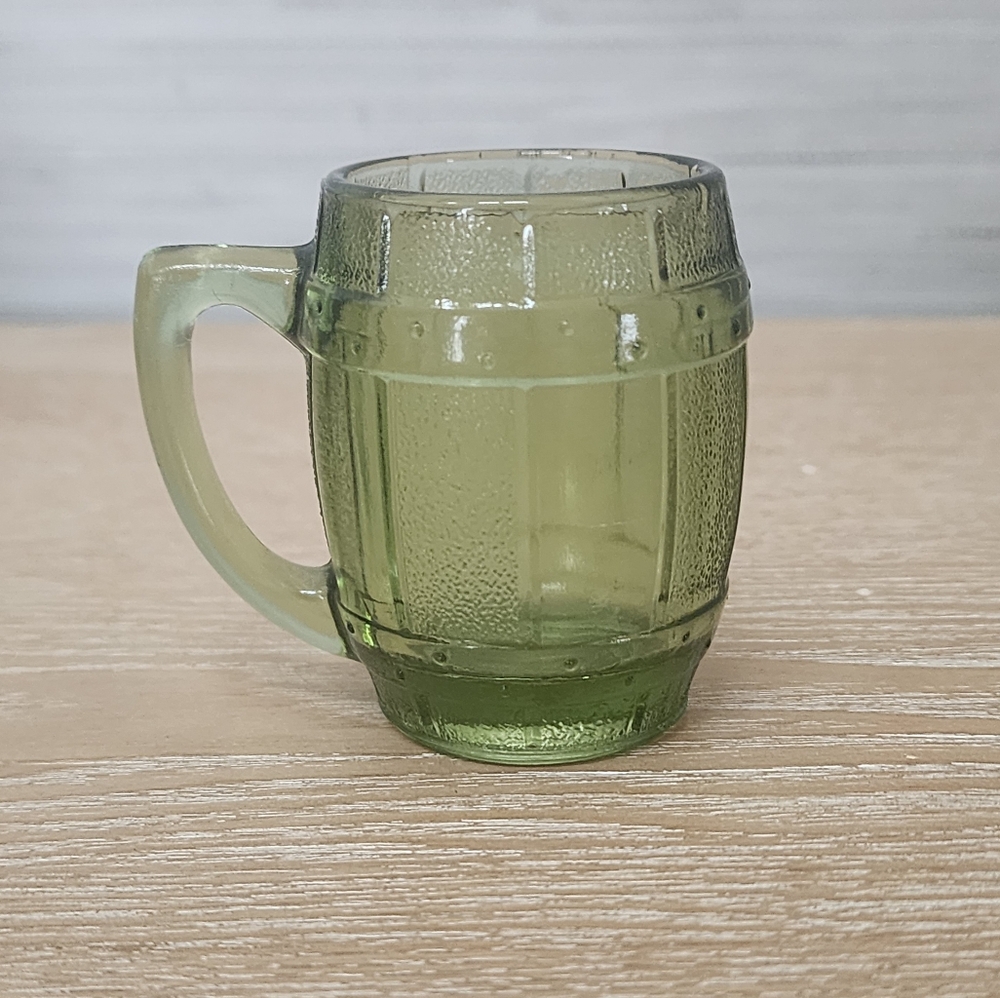 3 FOR $20! Vintage Green Barrel Glass Toothpick Holder